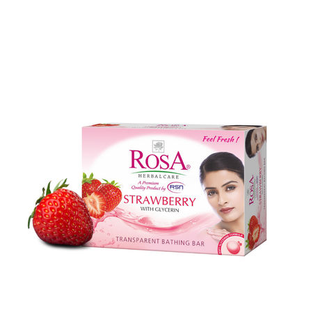 Buy ROSA Transparent Strawberry Bathing Bar 100 gm I With Glycerin I Pack of 6, Unisex-Purplle