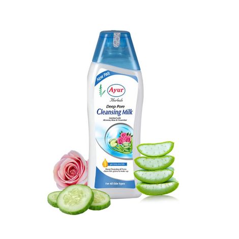 Buy AYUR HERBALS Deep Pore Cleansing Milk 500 ml I With Aloevera, Rose & Cucumber I Pack of 1, Unisex-Purplle