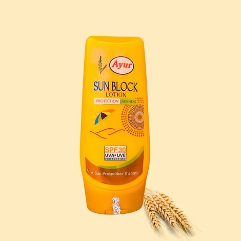 Buy AYUR HERBALS Sun Block Lotion SPF30 -100 ml I Skin Against harmful UVA / UVB of Sun I Pack of 1, Unisex-Purplle