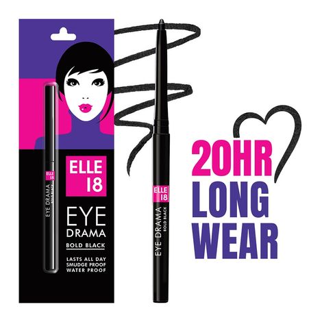 Buy Elle18 Eye Drama Kajal, Matte Finish, Bold Black, Smudge proof & Water proof Kajal | 0.35 gm-Purplle