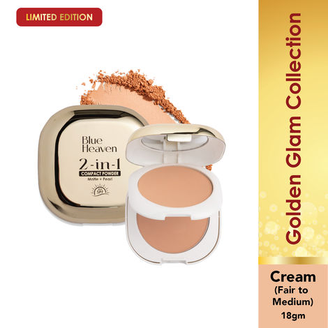 Buy Blue Heaven 2-in-1 Festive Compact Powder for Women infused with Vitamin E | Pearl & Matte Finish | SPF Protection | 8-Hour Oil Control | Face Powder for Glowing Skin|Cream| 18 gm-Purplle