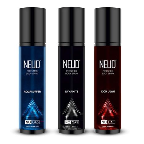 Buy NEUD 3-in-1 Perfumed Body Sprays for Men, Long-Lasting Deodorants, No Gas, No CFC Formula - 3 x 120ml Each, 360 ml-Purplle