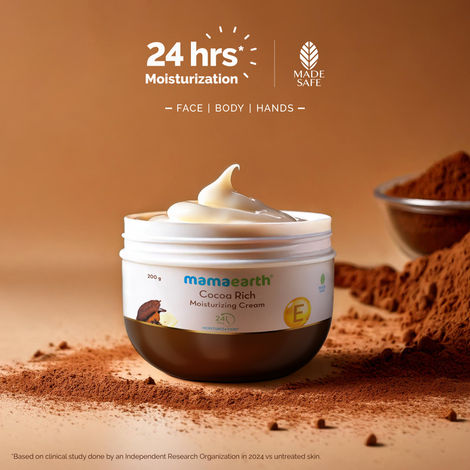 Buy Mamaearth Cocoa Rich Moisturizing Cream with Cocoa Butter & Vit E for Deep Nourishment 200 gm | For Face, Hand & Body | 24H Long-lasting Moisturization | Non-Greasy & Quick Absorbing | All Skin Types-Purplle