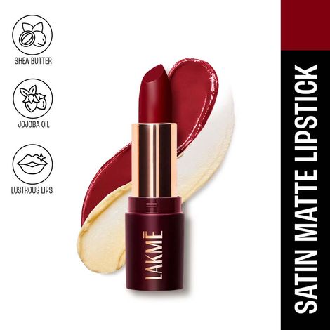 Buy Lakme Ultimate Glam Satin Matte Lipstick With Jojoba Oil and Shea Butter, For Smooth and Nourished Lips - Red Flame - 4.3 gm-Purplle