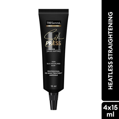 Buy TRESemme Silk Press Pre-Wash Treatment Masks and Ampoules, Seals cuticles, Straightens Hair, Frizz Control - 4 x 15 ml-Purplle