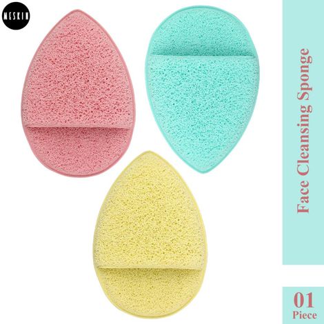 Buy MeSkin Facial Cleansing Sponges - Drop Shape Puff (Assorted Colors, Pack of 1)-Purplle