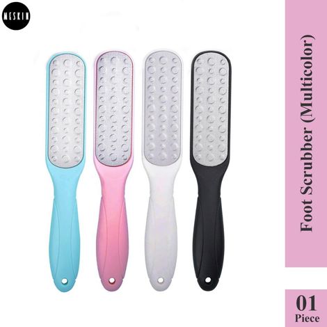 Buy MeSkin Foot File Callus Remover - Pedicure Foot Scrubber with Stainless Steel File and Sandpaper for Home Foot Care - Effective Foot Rasp for Cracked Heel and Corn Removal (Assorted Colors, Pack of 1)-Purplle