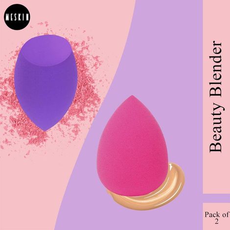 Buy Meskin Premium Beauty Blender Makeup Puff Sponge Pack of 2 (Assorted Shape & Color) 15gm-Purplle