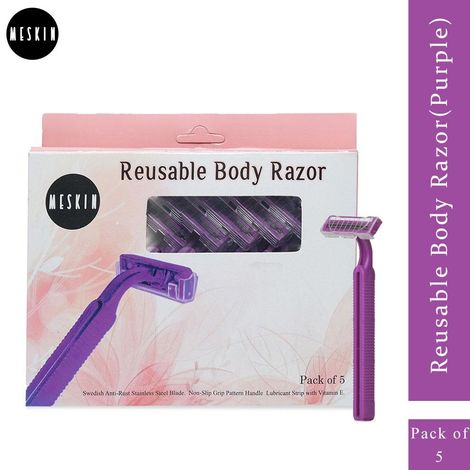 Buy Meskin Reusable Body Razor Pack of 5 Purple-Purplle