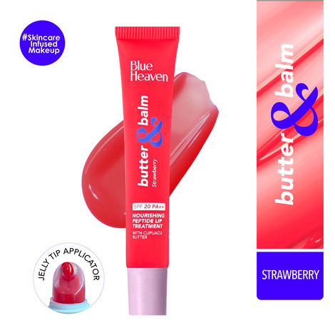 Buy Blue Heaven Butter & Balm | Tinted Lip Balm with spf 20 PA++ Infused with Cupuacu Butter & Peptide Smoothing & Mmoisturizing | UVA/UVB Rays Protection | 15 gm | Strawberry-Purplle