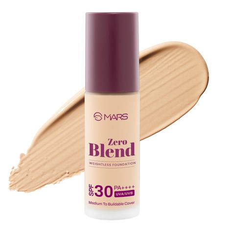 Buy MARS SPF30 PA++++ Zero Blend Weightless Liquid Foundation for Makeup ( 30 ml ) (05-BISCOTTI BLISS) | Lightweight & Long-Lasting | Matte Finish | Buildable Coverage | Sweat-Proof | Hydrating Formula-Purplle