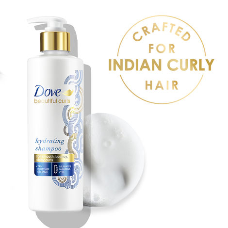 Buy Dove Beautiful Curls Sulphate Free Hydrating Shampoo, No Parabens & Dyes, Made for Curly Hair, With Tri-Moisture Essence for smooth, shiny, bouncy curls (380 ml)-Purplle