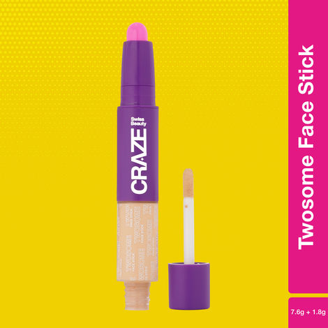 Buy Swiss Beauty CRAZE Twosome Face Stick 2-in-1 Beauty Wand: Concealer + Blush 2-Light / Rose 7.6 + 1.8 gm-Purplle