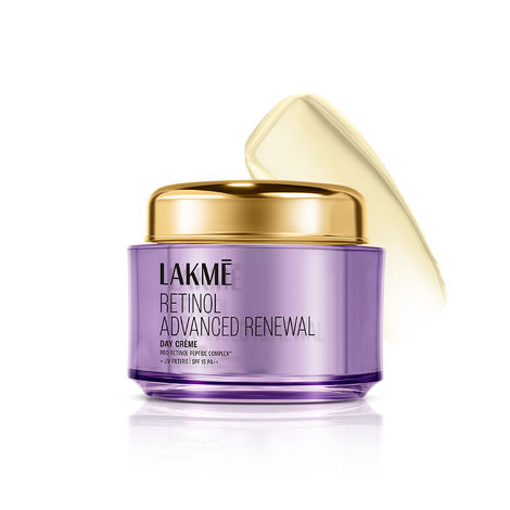 Buy Lakme Retinol Advanced Renewal Day Creme Pro-Retinol Peptide Complex + UV Filters & SPF 15 PA++ 50 GM | Reduces wrinkles and fine lines | Provides Radiant Glow |  For All Skin Types-Purplle