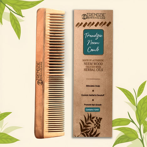 Buy Trendzie Skin Care Handmade Kacchi Neem Wooden Comb | Hair Growth, Hairfall & Dandruff Control 1 pc-Purplle