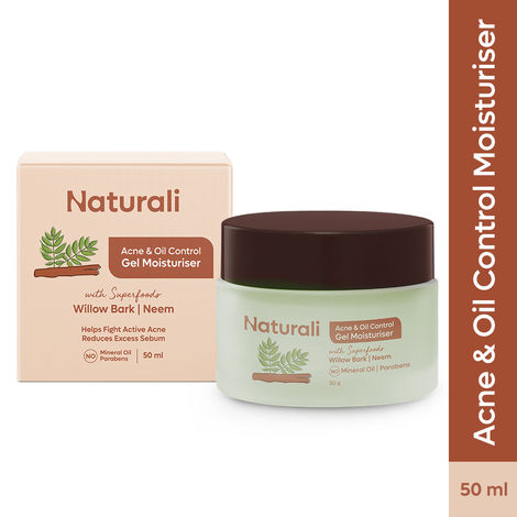 Buy Naturali Acne & Oil Control Gel Moisturiser With Superfoods Willow Bark & Neem Fights Active Acne 50 ml-Purplle