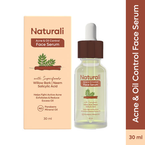 Buy Naturali Acne & Oil Control Face Serum With Willow Bark, Neem & Salicylic Acid Fights Active Acne 30 ml-Purplle