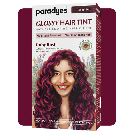 Buy Paradyes Ruby Rush Glossy Hair Tint Semi-Permanent Creme Color For Natural Black Hair 160 gm-Purplle