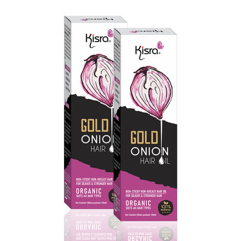 Buy Kisra Gold Organic Onion Hair Oil - Controls Hair Fall with The Goodness of Black Seed Red Onion and Coconut Oil – 100 ml (Pack Of 2)-Purplle