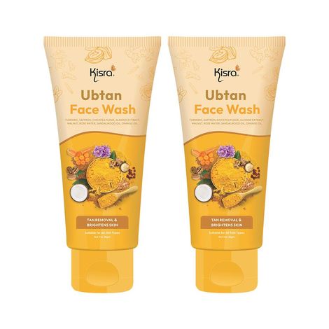 Buy Kisra Tan Removal & Brightens Skin Ubtan Face Wash Duo | Infused with Turmeric, Sandalwood, Chickpea Flour and Rose Water | For Glowing & Rejuvenated Skin 50gm (Pack of 2)-Purplle