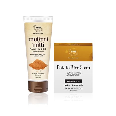 Buy TNW The Natural Wash Multani Mitti Face Wash + Potato Rice Soap For All Oily Skin Combo of 2-Purplle