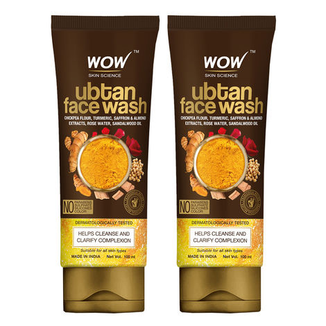 Buy WOW Skin Science Ubtan Face Wash For Oily Skin- Tan Removal and Skin Brightening - No Parabens, Sulphate, Silicones & Color, 100 mL (Pack of 2)-Purplle