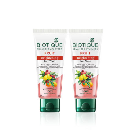 Buy Biotique 100% Pure & Natural Fruit Brightening Face Wash (Pack Of 2)-Purplle