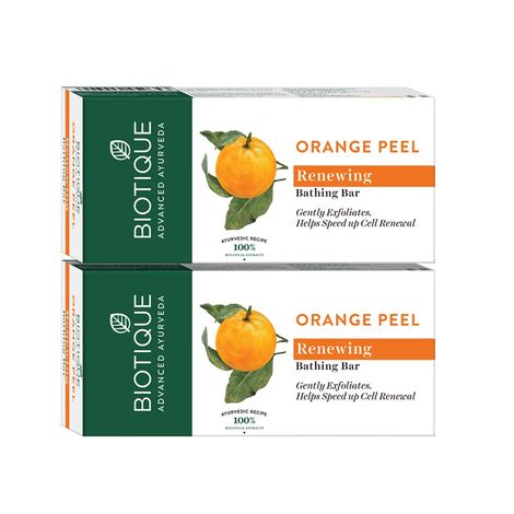Buy Biotique Orange Peel Renewing Bathing Bar 150g pack of 2-Purplle