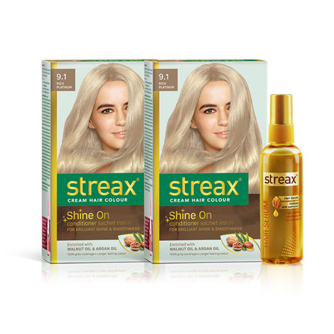 Buy Streax Hair Colour Rich Platinum + Streax Walnut serum 45 ml-Purplle