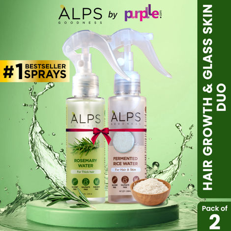 Buy Alps Goodness Hair Growth & Glass Skin Duo with Rosemary Water Spray (100 ml) + Rice Water Spray (100 ml)| Hair Growth Experts | Root Strengthening | Glowing Skin | Brightening | Easy to Use Spray-Purplle