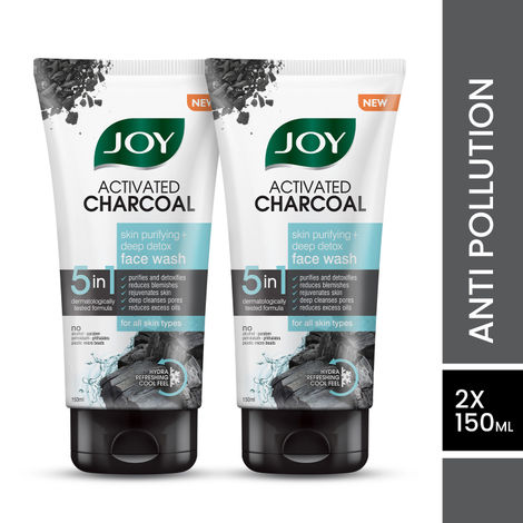 Buy Joy Skin Purifying & Deep Detox Activated Charcoal Face Wash For All Skin Types (Combo Pack 2X150 ml)-Purplle