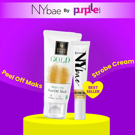Buy NY Bae X Good Vibes | PRO Strobe Cream - Gold Sapphire | Glowing Korean Skin | Gold Brightening Peel Off Mask | Anti-Bacterial, Removes Acne - Makeup Kits - Combo of 2-Purplle