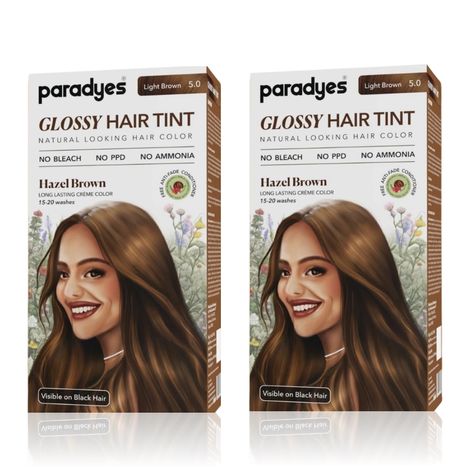 Buy Paradyes Hazel Brown Glossy Hair Tint Semi-Permanent Creme Color For Natural Black Hair (Pack of 2)-Purplle