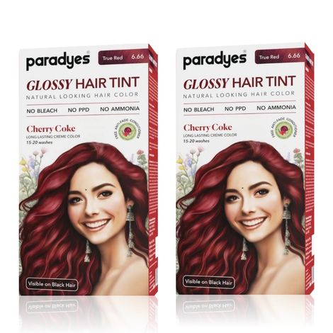 Buy Paradyes Cherry Coke Glossy Hair Tint Semi-Permanent Creme Color For Natural Black Hair (Pack of 2)-Purplle