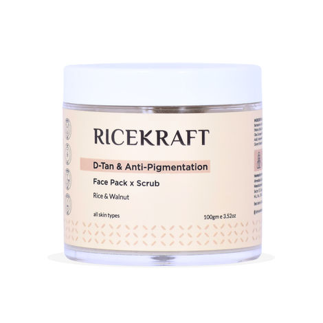 Buy Ricekraft De Tan Face Pack cum scrub for Glowing skin and Exfoliating, For Korean Glass Skin, For Oily Skin, Acne & Pimples, All Skin Types, For Men and Women - 100 gm-Purplle