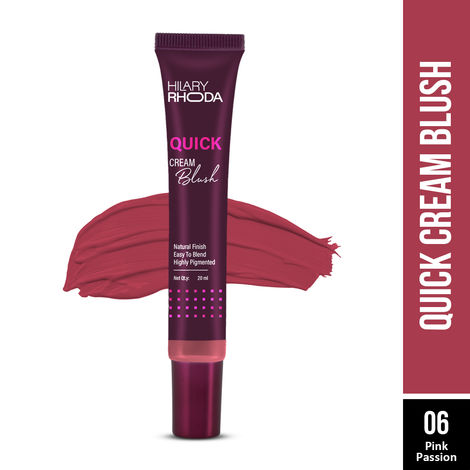 Buy Hilary Rhoda Quick Cream Blush | Highly Pigmented & Dewy Finish | Buildable Coverage | Weightless & Easy to Apply | 20 ml (Pink Passion- Shade 6)-Purplle