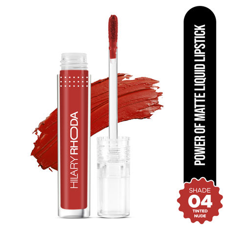Buy Hilary Rhoda Power Of Matte Liquid Lipstick | Buildable Colour | Long Lasting & Matte Finish | Lightweight & Non-Drying Formula | Smudge Proof & Non-Transferable | 3 ml (Tinted Nude - Shade 04)-Purplle