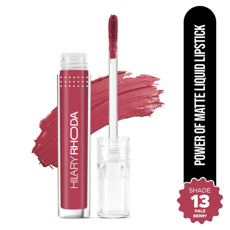 Buy Hilary Rhoda Power Of Matte Liquid Lipstick | Buildable Colour | Long Lasting & Matte Finish | Lightweight & Non-Drying Formula | Smudge Proof & Non-Transferable | 3 ml (Pale Berry - Shade 13)-Purplle