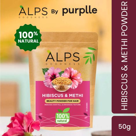 Buy Alps Goodness Hibiscus & Methi Powder (50 gm) | 100% Natural Fenugreek Powder | No Chemicals No Preservatives No Pesticides | Herbal Hair Mask For Hair Growth-Purplle
