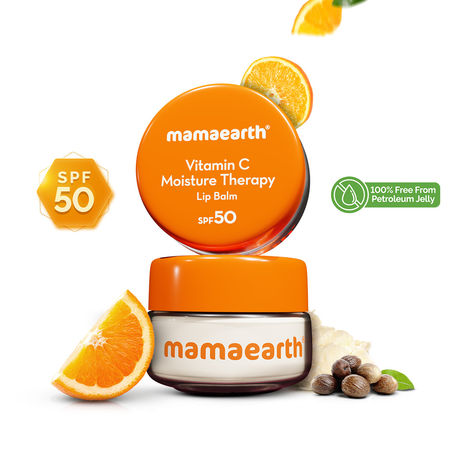 vitamin c for chapped lips Mamaearth Vitamin C Moisture Therapy Lip Balm SPF 50 for Dry & Chapped Lips 15 gm