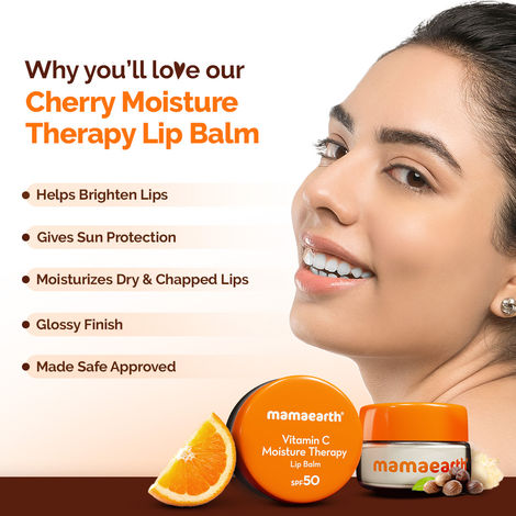 Mamaearth Vitamin C Moisture Therapy Lip Balm SPF 50 for Dry & Chapped Lips  15 gm