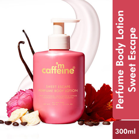 Buy mCaffeine Sweet Escape Perfume Body Lotion with Niacinamide, Cocoa & Shea Butter | Deeply Moisturizes | Luxury Fruity-Floral Scented Lotion - 300 ml-Purplle