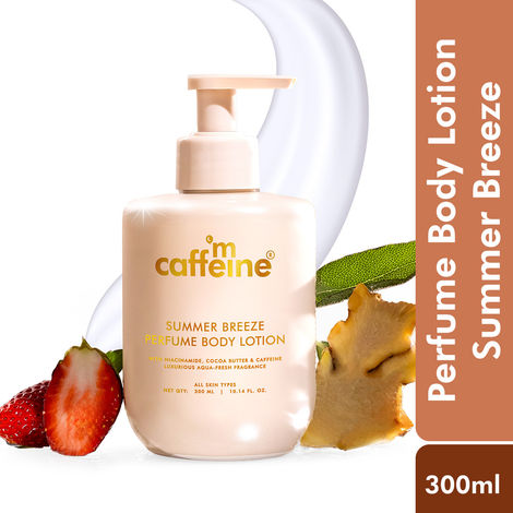 Buy mCaffeine Summer Breeze Perfume Body Lotion with Niacinamide, Cocoa & Shea Butter | Deeply Moisturizes | Luxury Aqua-Fresh Scented Lotion - 300 ml-Purplle