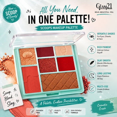 Buy Glam 21 Scoop Makeup Palette | Face Palette | Eyeshadows,Contour,Highlighter,Blusher|Mattes & Shimmers|Travel Friendly|Caramel Crush, 15 gm-Purplle