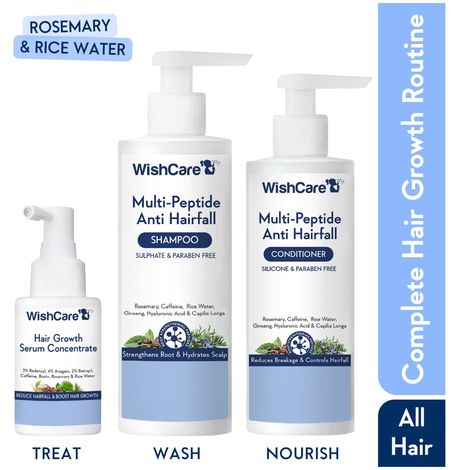 Buy Wishcare Hair Growth Serum Concentrate + Multi Peptide Anti Hairfall Shampoo & Conditioner Duo - Combo of 3-Purplle