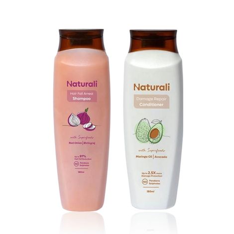 Buy Naturali Hairfall Arrest Shampoo + Damage repair Conditioner Combo of 2-Purplle