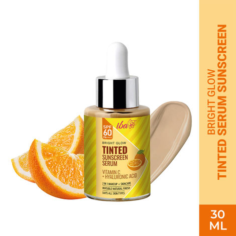 Buy Iba Bright Glow Tinted Sunscreen Serum for All Skin Types SPF 60 PA++++ with Hyaluronic Acid & Vitamin C, 30 ml | Broad Spectrum- UVA&UVB Protection | For Glowing & Sun-Safe Skin | No White Cast-Purplle