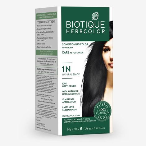 Buy Biotique Bio Herbcolor 1N Natural Black (50 gm +110 ml)-Purplle