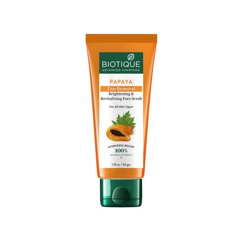 Buy Biotique Papaya Tan Removal Brightening & Revitalizing Face Scrub (50 gm) Tube-Purplle