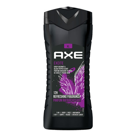 Buy Axe Excite 3 In 1 Body, Face & Hair Wash for Men, Long-Lasting Fragrance, 400ml-Purplle